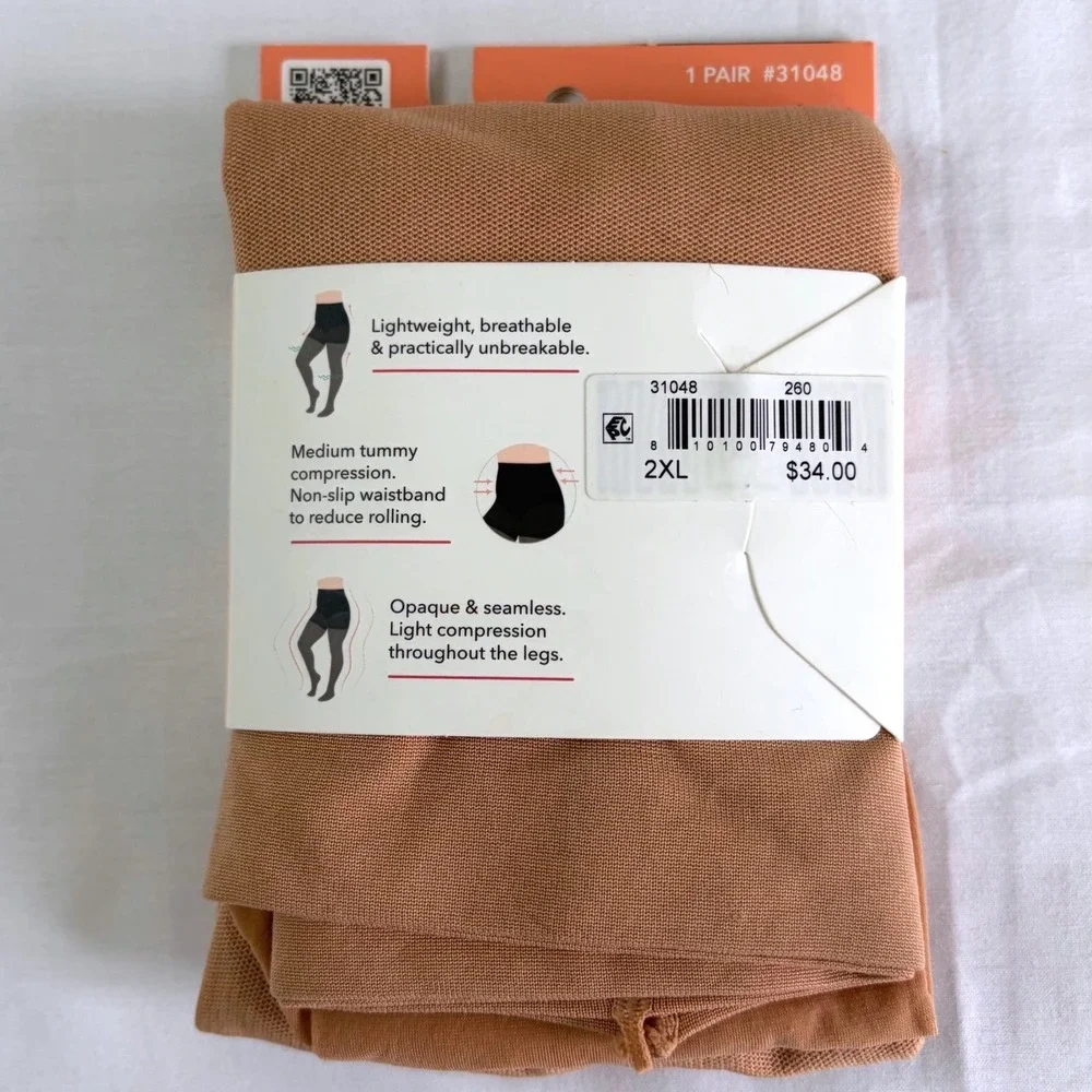 Shapermint Essentials Ultra-Resistant Shaping Tights Nude Tan 2XL 31048 New